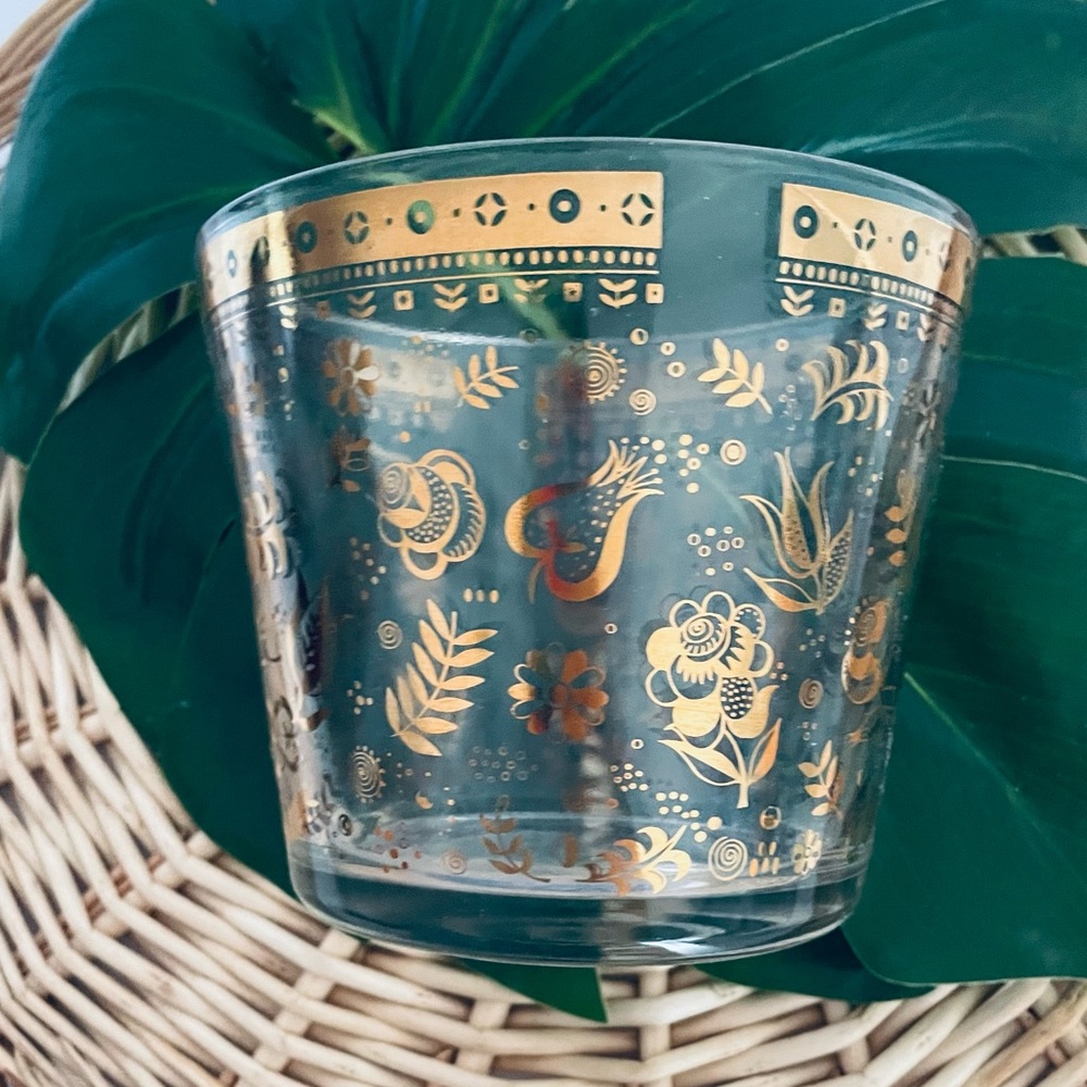 Vintage Ice Bucket Gold & Glass Bowl Mid-Century MCM Hollywood Regency Barware - Picture 6 of 15